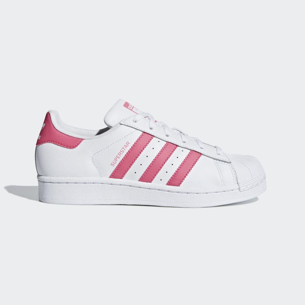 Adidas Boys' Superstar Shell Toe Originals Shoes White/Pink Ireland CG6608